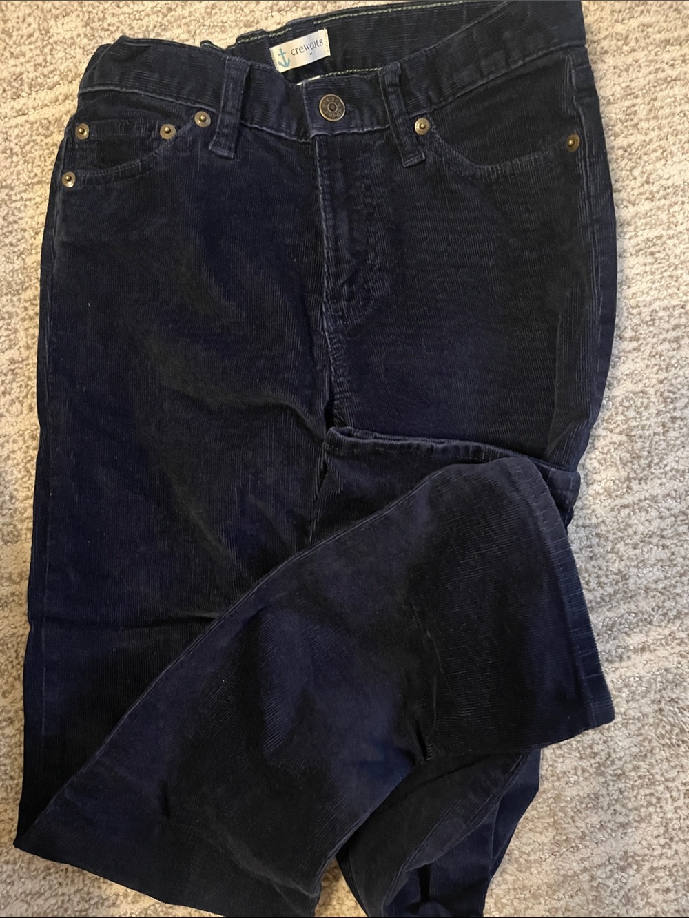 J. Crew Navy Corduroy Straight-Leg Pants